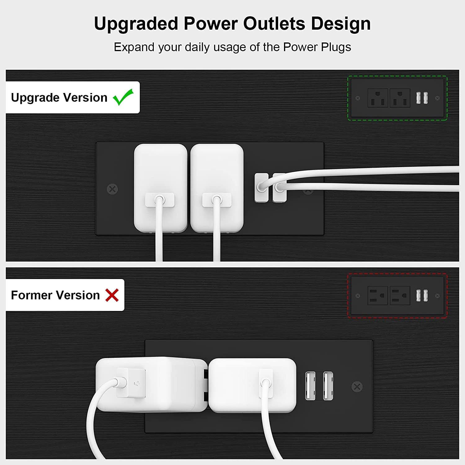Black Console Table With USB Ports And Outlets For Living Room-4